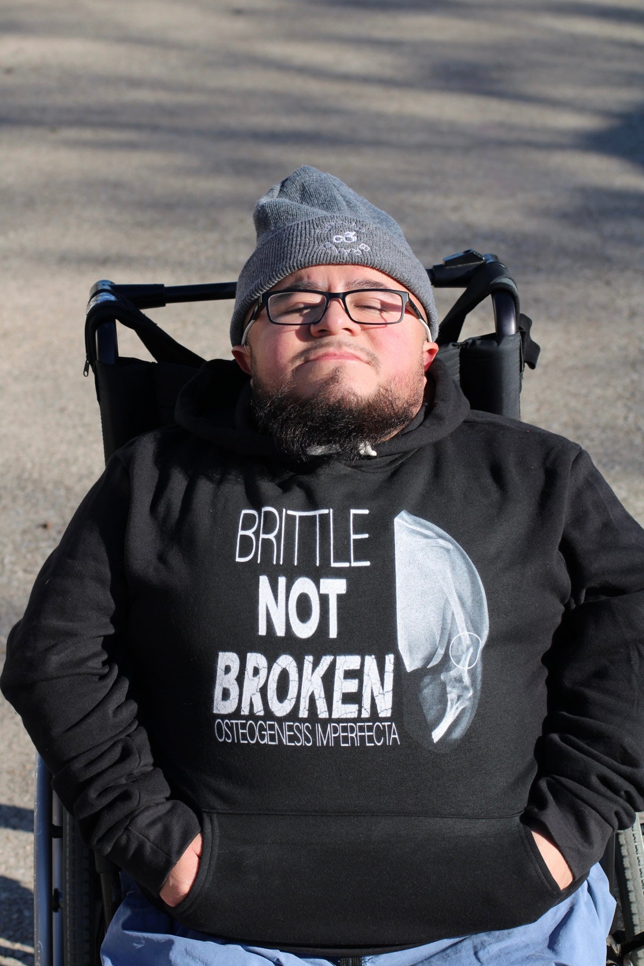 SPINNY BRAND CO. “BRITTLE NOT BROKEN” BLACK HOODIE